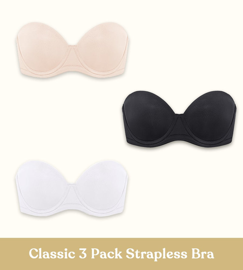 3 Pack Classic Strapless Bra